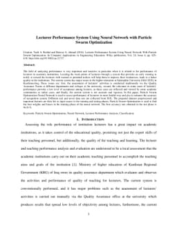 Lecturer Performance System Using Neural Network with Particle Swarm
  Optimization