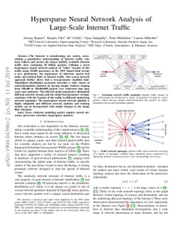 Hypersparse Neural Network Analysis of Large-Scale Internet Traffic