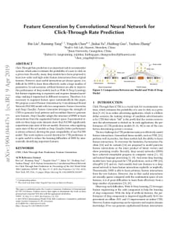 Feature Generation by Convolutional Neural Network for Click-Through
  Rate Prediction