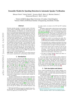 Ensemble Models for Spoofing Detection in Automatic Speaker Verification