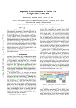 Exploiting Syntactic Features in a Parsed Tree to Improve End-to-End TTS