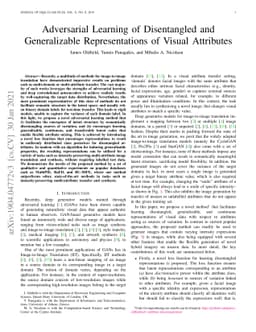 Adversarial Learning of Disentangled and Generalizable Representations
  for Visual Attributes