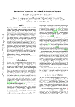 Performance Monitoring for End-to-End Speech Recognition
