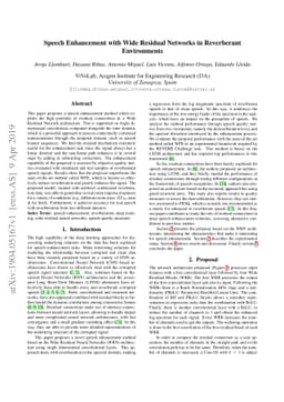 Speech Enhancement with Wide Residual Networks in Reverberant
  Environments