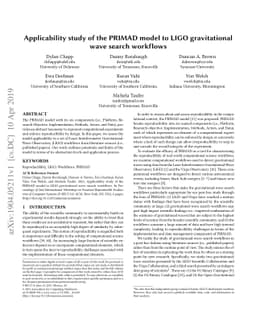 Applicability study of the PRIMAD model to LIGO gravitational wave
  search workflows