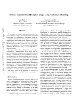 Instance Segmentation of Biological Images Using Harmonic Embeddings