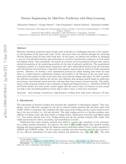Feature Engineering for Mid-Price Prediction with Deep Learning