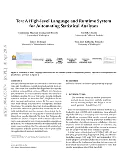 Tea: A High-level Language and Runtime System for Automating Statistical
  Analysis