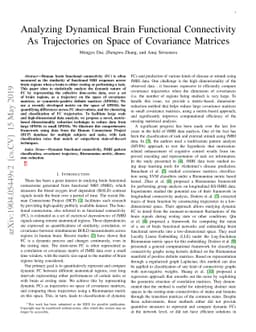 Analyzing Dynamical Brain Functional Connectivity As Trajectories on
  Space of Covariance Matrices