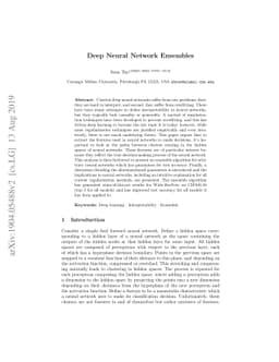 Deep Neural Network Ensembles