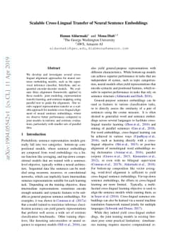 Scalable Cross-Lingual Transfer of Neural Sentence Embeddings