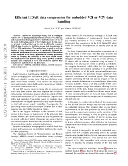 Efficient LiDAR data compression for embedded V2I or V2V data handling