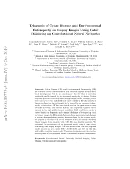 Diagnosis of Celiac Disease and Environmental Enteropathy on Biopsy
  Images Using Color Balancing on Convolutional Neural Networks