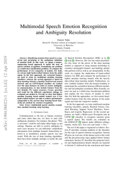 Multimodal Speech Emotion Recognition and Ambiguity Resolution