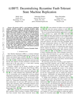 ezBFT: Decentralizing Byzantine Fault-Tolerant State Machine Replication
