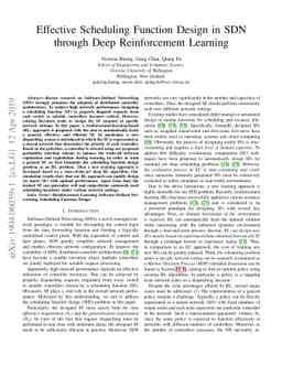 Effective Scheduling Function Design in SDN through Deep Reinforcement
  Learning