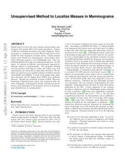 Unsupervised Method to Localize Masses in Mammograms