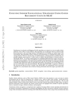 Evolving Indoor Navigational Strategies Using Gated Recurrent Units In
  NEAT