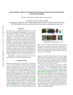 GeoCapsNet: Aerial to Ground view Image Geo-localization using Capsule
  Network