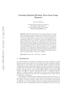 Learning Optimal Decision Trees from Large Datasets