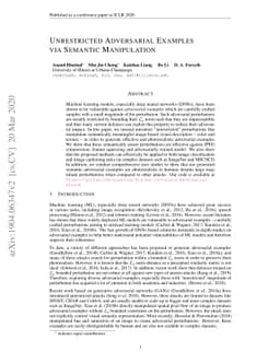 Unrestricted Adversarial Examples via Semantic Manipulation