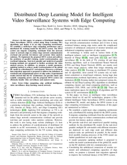 Distributed Deep Learning Model for Intelligent Video Surveillance
  Systems with Edge Computing