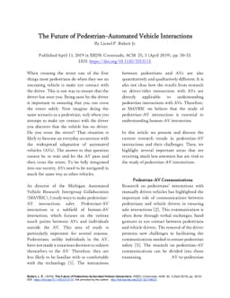 The Future of Pedestrian Automated Vehicle Interactions