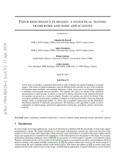 Patch redundancy in images: a statistical testing framework and some
  applications