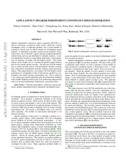 Low-Latency Speaker-Independent Continuous Speech Separation