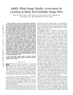 dipIQ: Blind Image Quality Assessment by Learning-to-Rank Discriminable
  Image Pairs