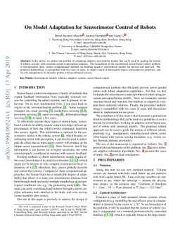 On Model Adaptation for Sensorimotor Control of Robots