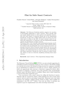 Flint for Safer Smart Contracts