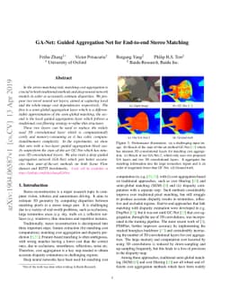 GA-Net: Guided Aggregation Net for End-to-end Stereo Matching