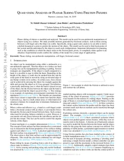 Quasi-static Analysis of Planar Sliding Using Friction Patches