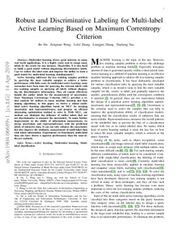 Robust and Discriminative Labeling for Multi-label Active Learning Based
  on Maximum Correntropy Criterion