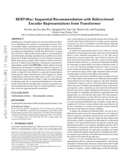 BERT4Rec: Sequential Recommendation with Bidirectional Encoder
  Representations from Transformer