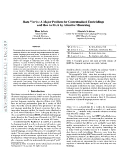 Rare Words: A Major Problem for Contextualized Embeddings And How to Fix
  it by Attentive Mimicking