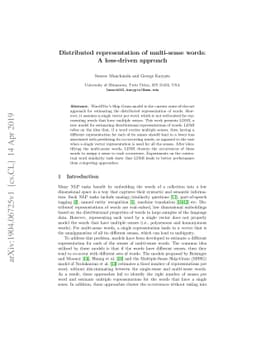 Distributed representation of multi-sense words: A loss-driven approach