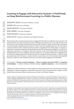 Learning to Engage with Interactive Systems: A Field Study on Deep
  Reinforcement Learning in a Public Museum