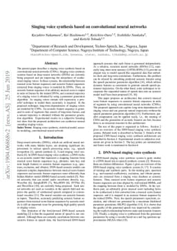 Singing voice synthesis based on convolutional neural networks