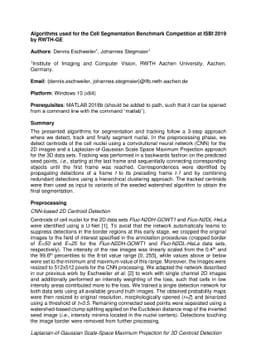 Algorithms used for the Cell Segmentation Benchmark Competition at ISBI
  2019 by RWTH-GE
