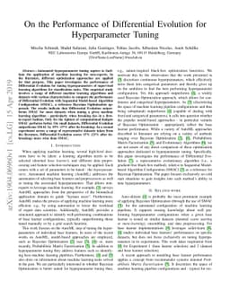 On the Performance of Differential Evolution for Hyperparameter Tuning