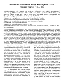 Deep neural networks can predict mortality from 12-lead
  electrocardiogram voltage data