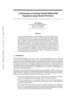 A Discussion on Solving Partial Differential Equations using Neural
  Networks