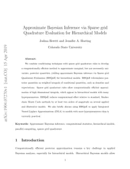 Approximate Bayesian Inference via Sparse grid Quadrature Evaluation for
  Hierarchical Models