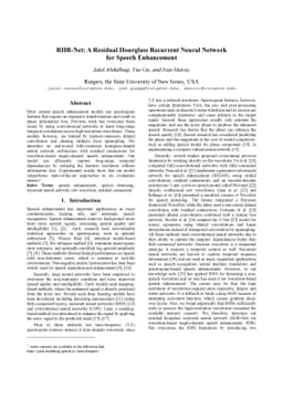 RHR-Net: A Residual Hourglass Recurrent Neural Network for Speech
  Enhancement