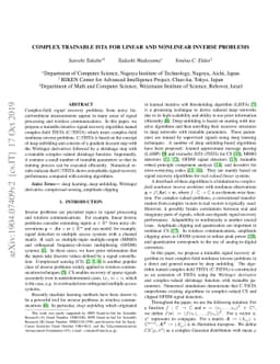 Complex Trainable ISTA for Linear and Nonlinear Inverse Problems