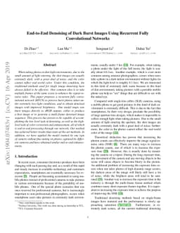 End-to-End Denoising of Dark Burst Images Using Recurrent Fully
  Convolutional Networks