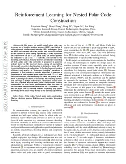 Reinforcement Learning for Nested Polar Code Construction