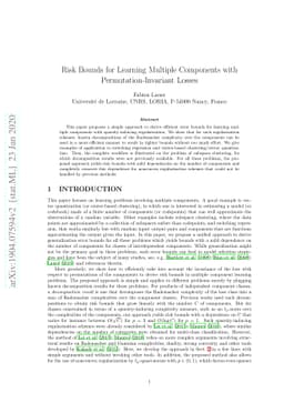 Risk Bounds for Learning Multiple Components with Permutation-Invariant
  Losses